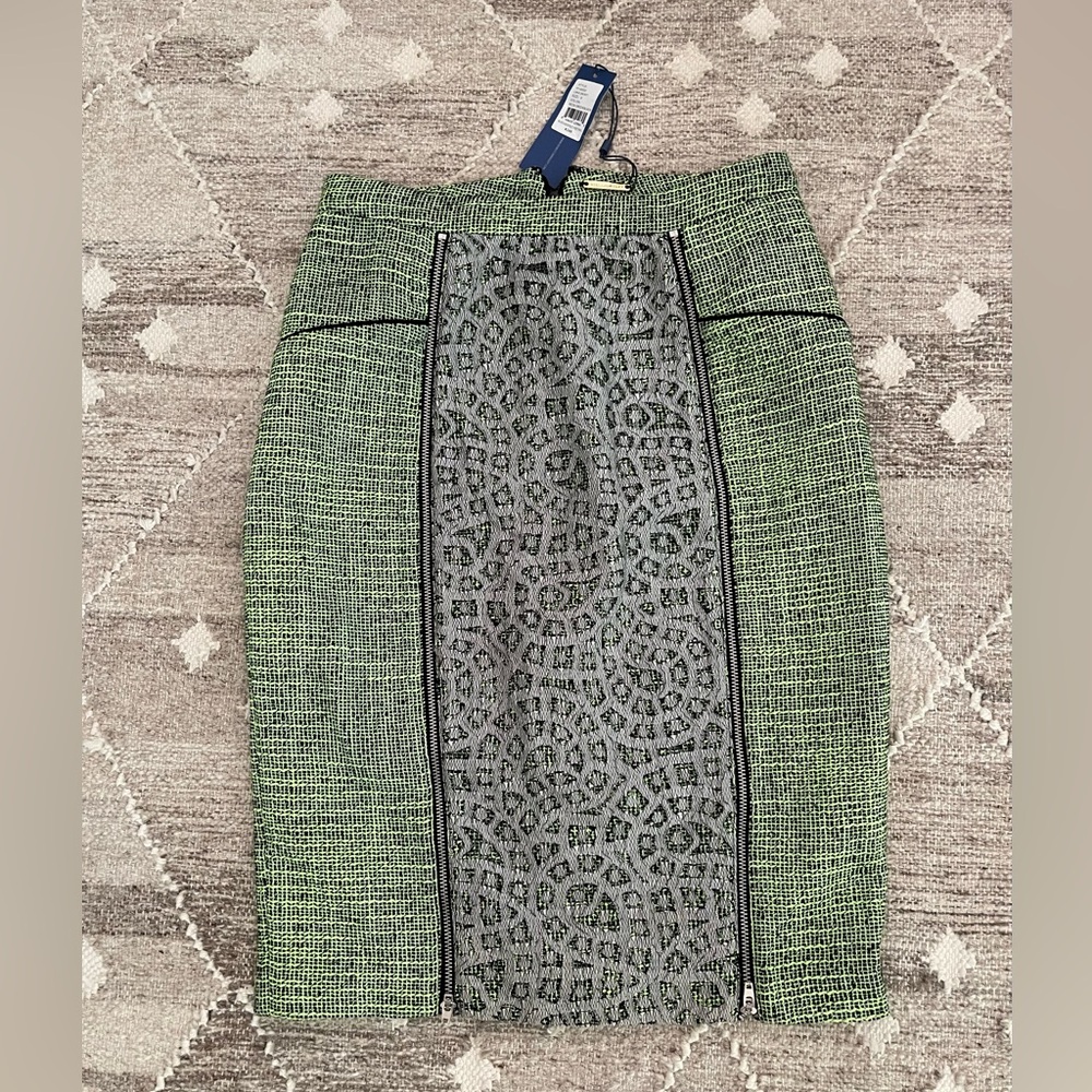 Rebecca Minkoff Womens Uma Pencil Skirt, NWT, Size 4, Green Lace Zip, MSRP $248